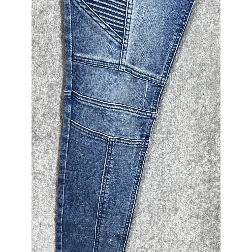 PacSun Stacked Skinny Jeans Mens 28x30 Blue Distressed Stretch Denim 5‎ Pocket